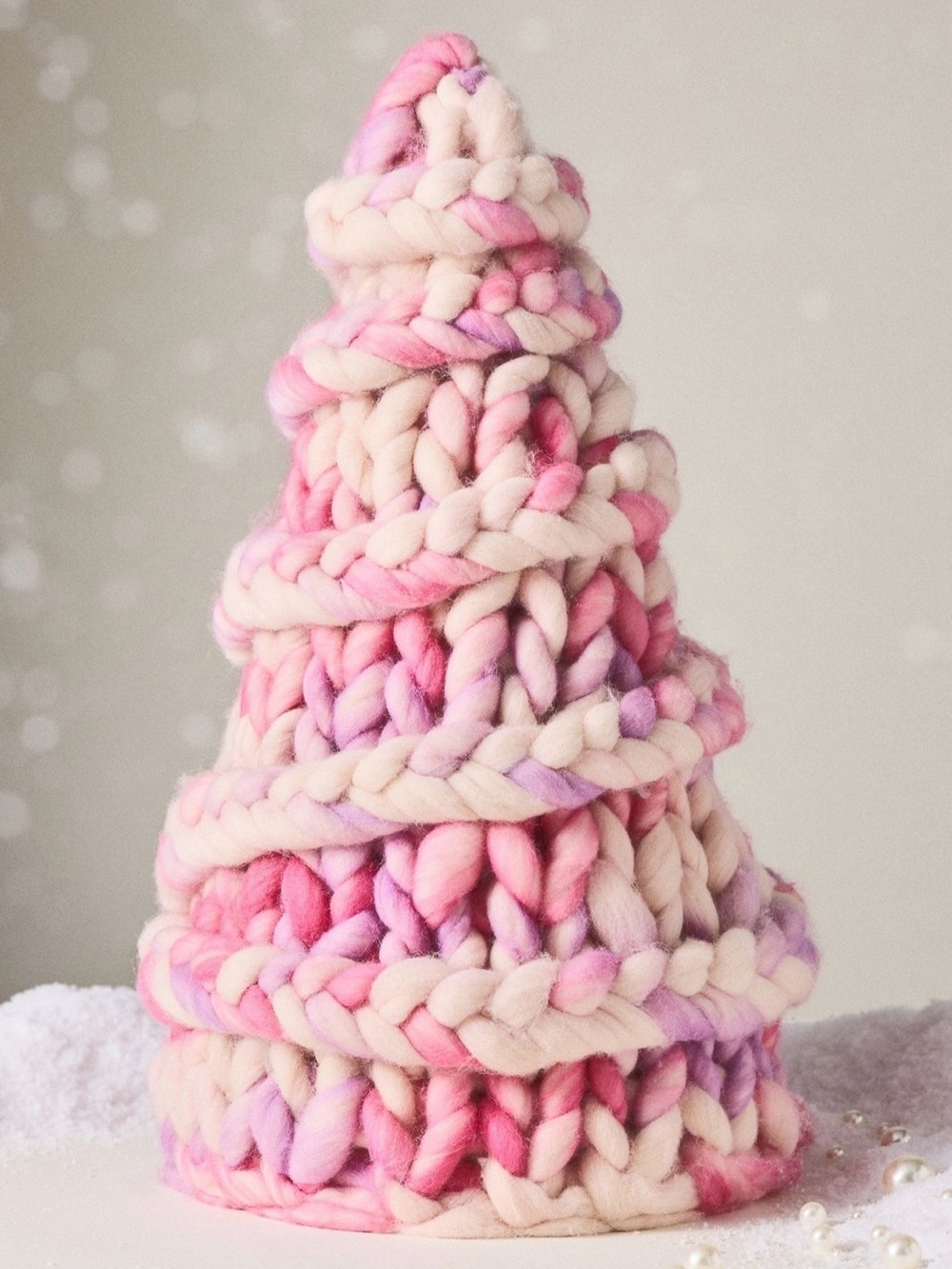 Anthropologie Knit Tabletop Tree, Pink & Lavender